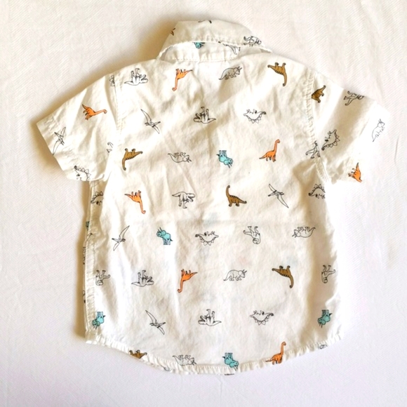 carter's off-white dinosaur print collared button down shirt 3 months baby - Picture 5 of 5